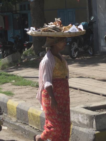 The women carry almost anything on their heads.